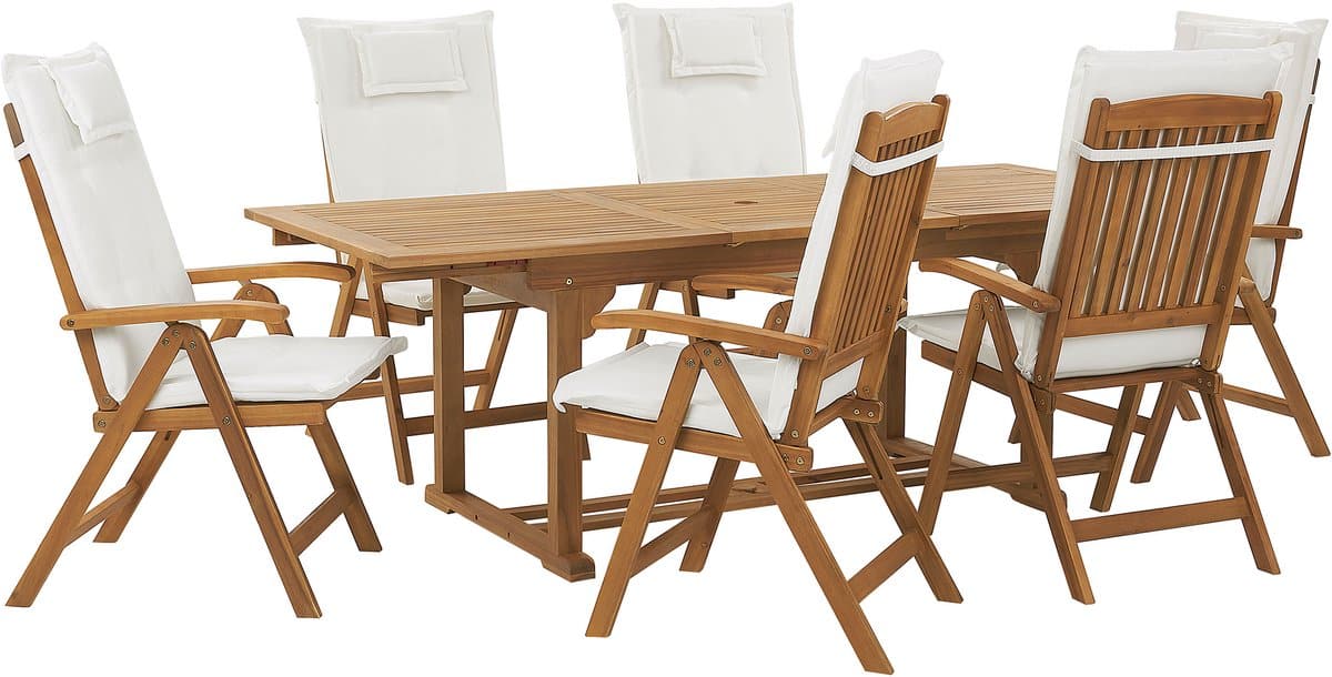 beliani java tuinset voor 6 gebroken wit