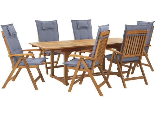 BELIANI JAVA - Tuinset voor 6 - Lichte houtkleur/Lichtblauw