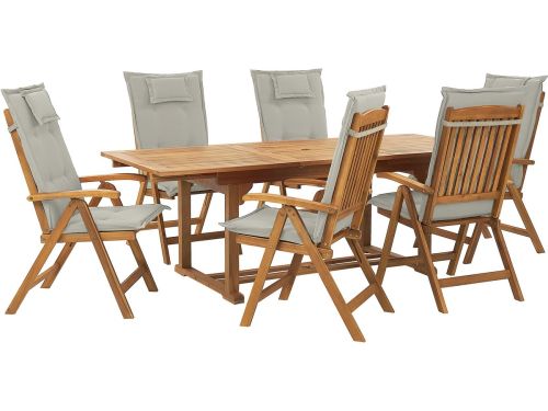 BELIANI JAVA - Tuinset voor 6 - Taupe - Acaciahout