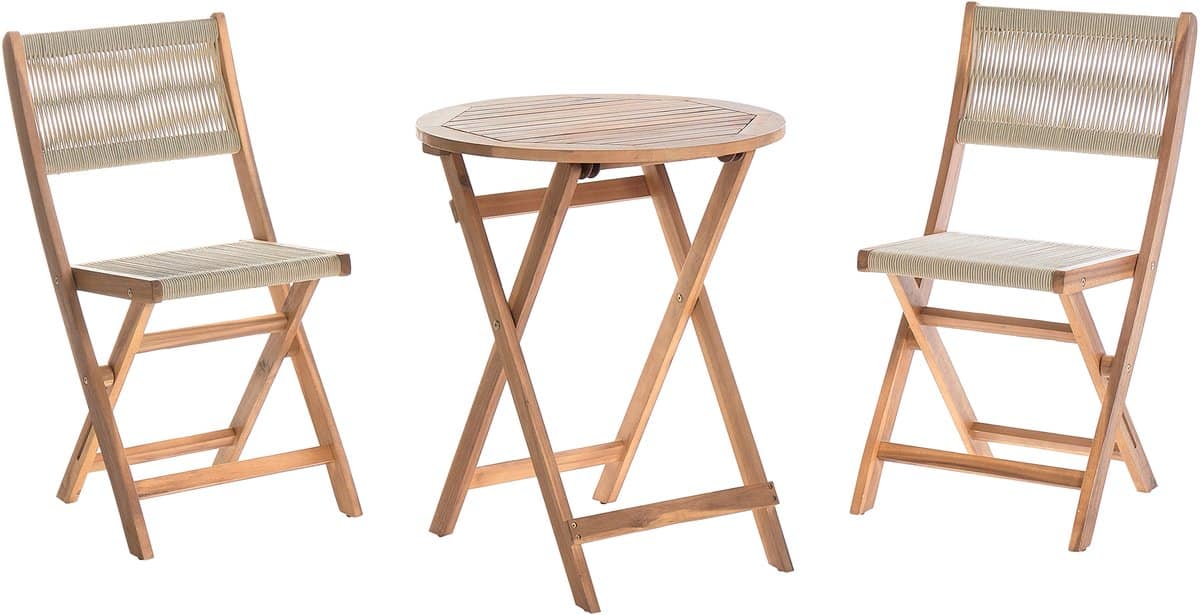 beliani prossedi bistroset beige acaciahout