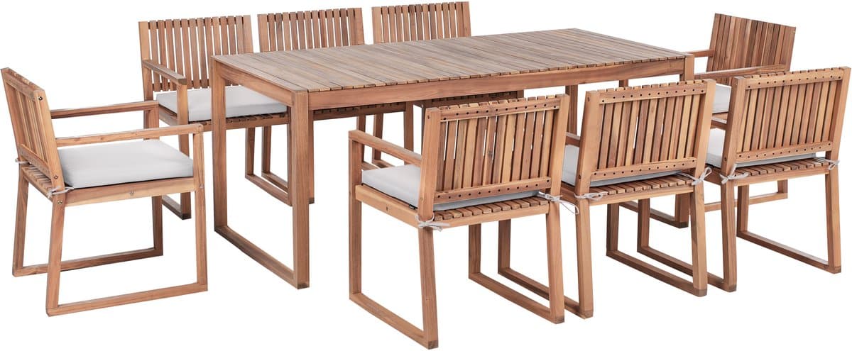 beliani sassari premium tuinset voor 8 bruin/lichtbeige