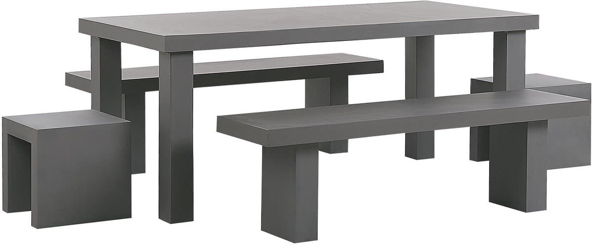 beliani taranto tuinset 2 banken en stoelen grijs