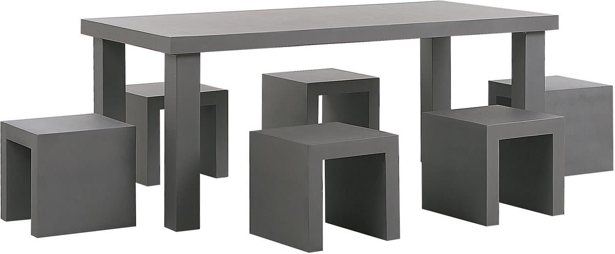 beliani taranto tuinset 6 zits donkergrijs vezelcement