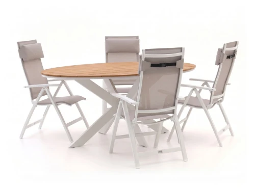 Bellagio Avenza/Fidenza ovaal 180cm dining tuinset 5-delig verstelbaar - Laagste prijsgarantie!