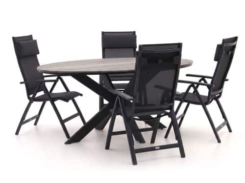 Bellagio Avenza/Fidenza ovaal 180cm dining tuinset 5-delig verstelbaar - Laagste prijsgarantie!