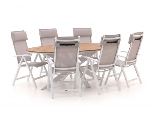 Bellagio Avenza/Fidenza ovaal 220cm dining tuinset 5-delig verstelbaar - Laagste prijsgarantie!