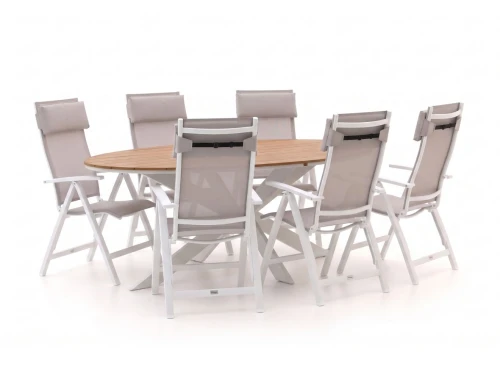Bellagio Avenza/Fidenza ovaal 220cm dining tuinset 5-delig verstelbaar - Laagste prijsgarantie!