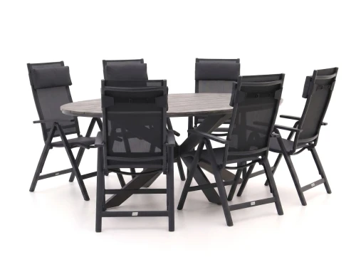 Bellagio Avenza/Fidenza ovaal 220cm dining tuinset 7-delig verstelbaar - Laagste prijsgarantie!