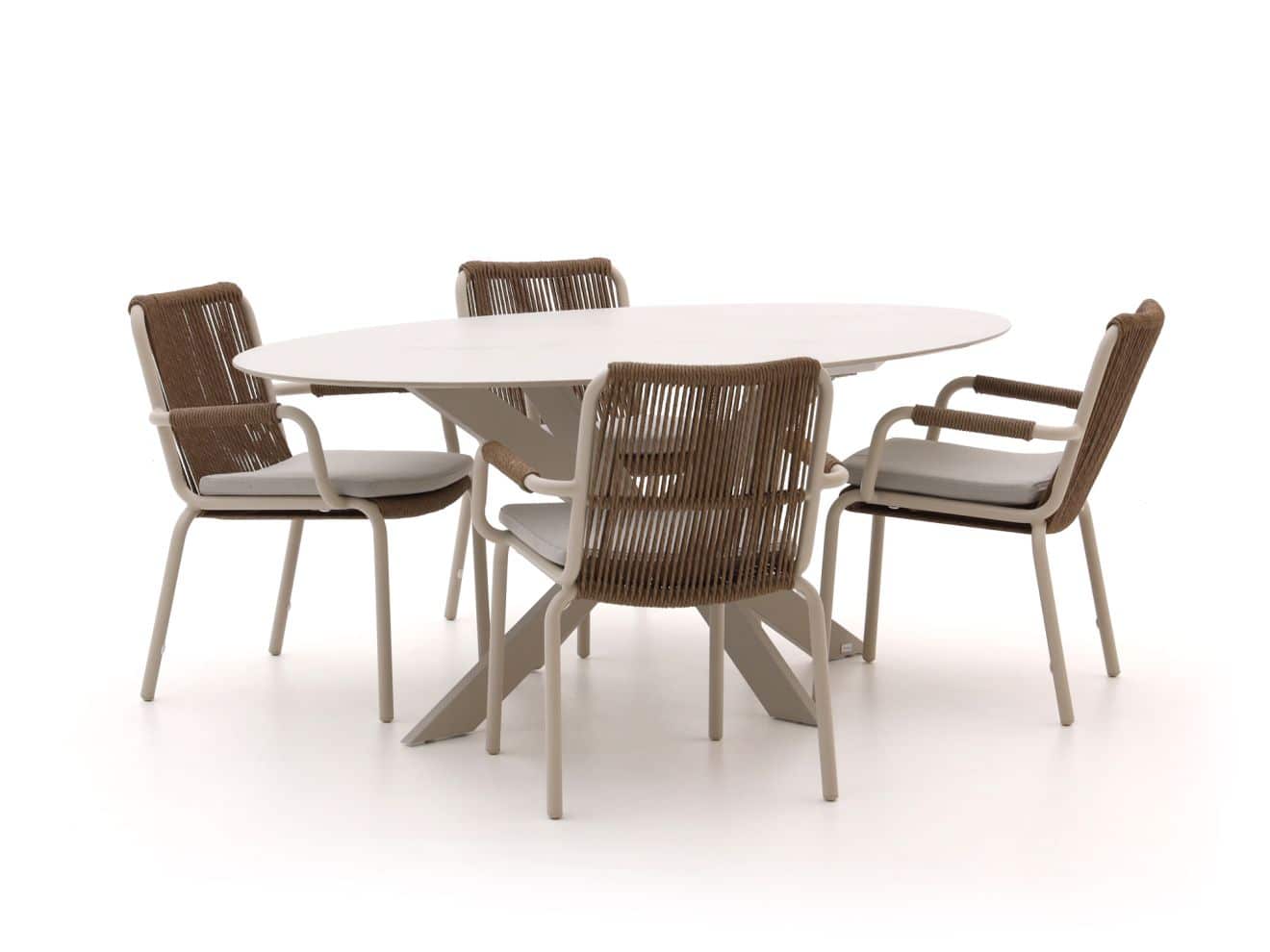 bellagio caronia/furato ellips 200cm dining tuinset 5 delig stapelbaar laagste prijsgarantie!