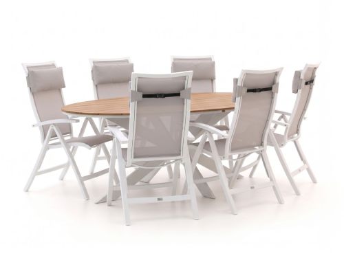 Bellagio Lugo/Fidenza ovaal 220cm dining tuinset 7-delig verstelbaar - Laagste prijsgarantie!