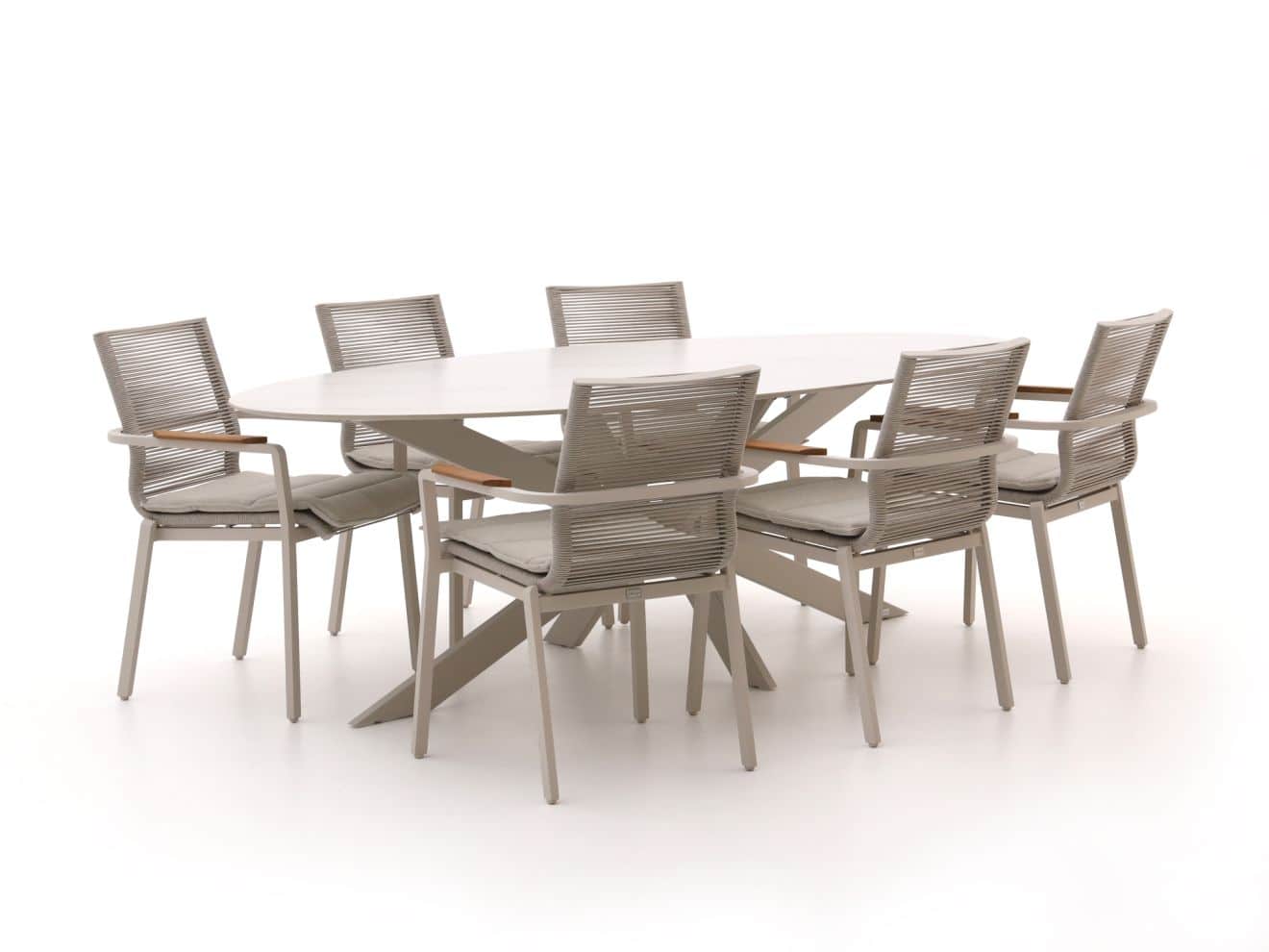 bellagio marudo/furato ellips 240cm dining tuinset 7 delig stapelbaar laagste prijsgarantie!