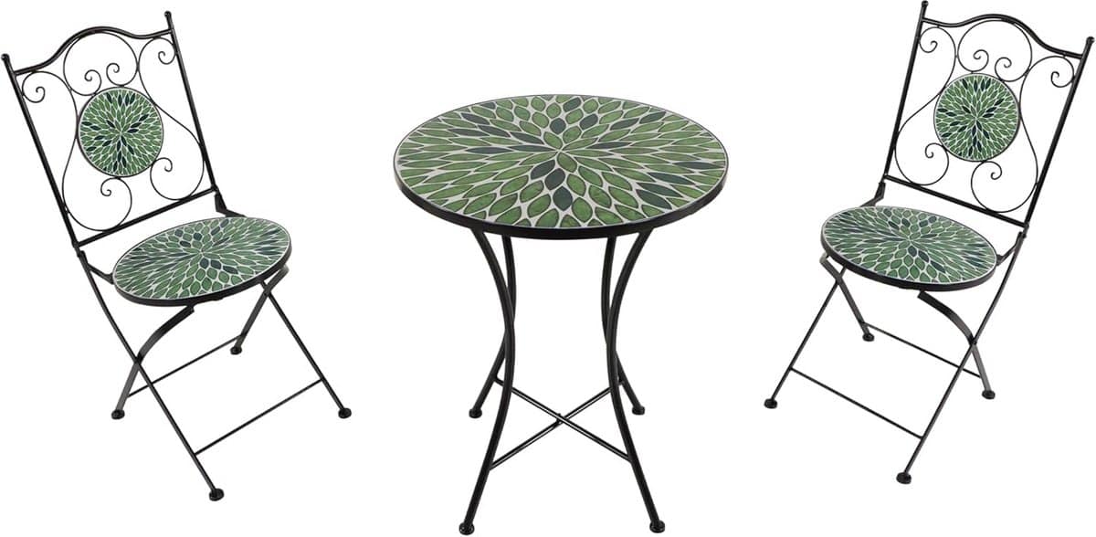 bistroset met 3 delen: tafel en 2 stoelen in grijs/bruin