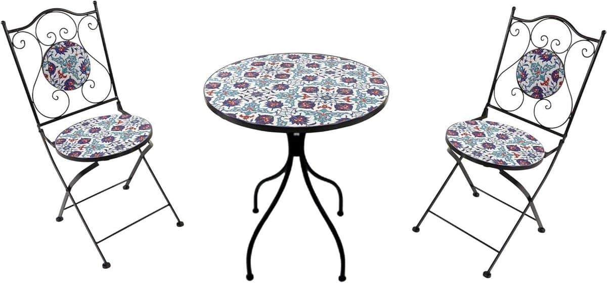 bistroset mozaïek tafel met stoelen buiten genieten