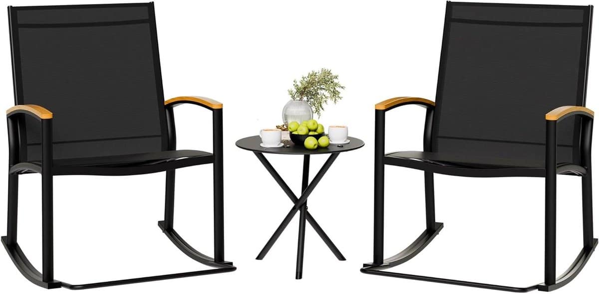 bistroset schommelstoelen terrasmeubelset buiten ontspannen ademende stof