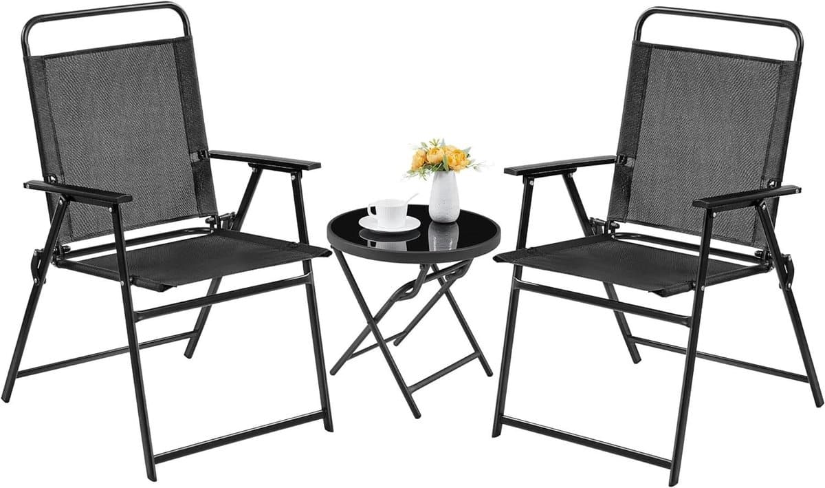 bistroset zwart balkonmeubel set buiten zitten ruimtebesparend