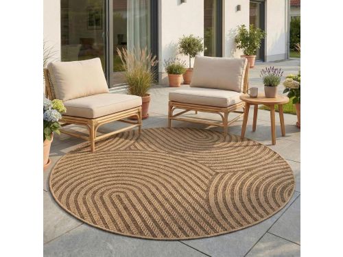 Buiten Tapijt Rond - Jute Look Vloerkleed - Balkon Terras