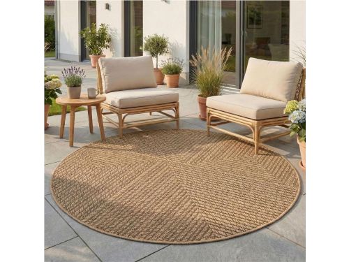 Buiten Tapijt - Rond Kleed - Balkon Terras - Jute