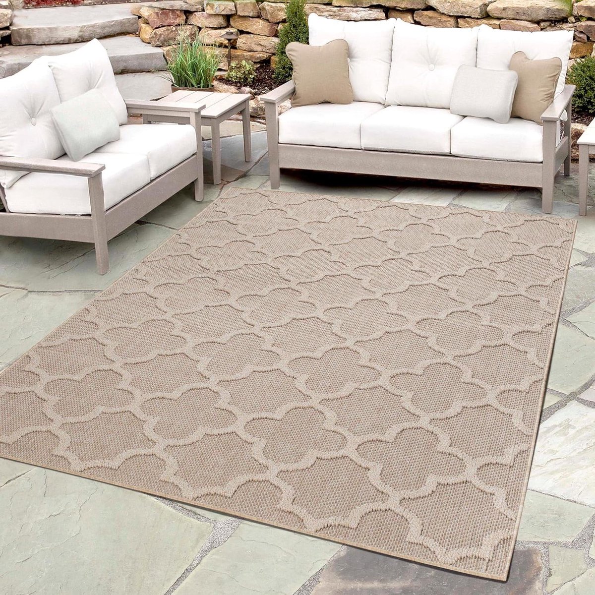 buiten tapijt vloerkleed terras buiten decoratie scandinavisch