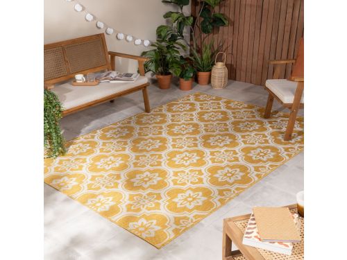 Buitenkleed - Rio Flower Geel - 160x230cm