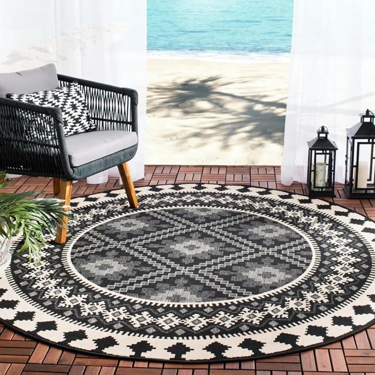 buitenkleed tuinkleed rond tapijt terras decoratie waterdicht