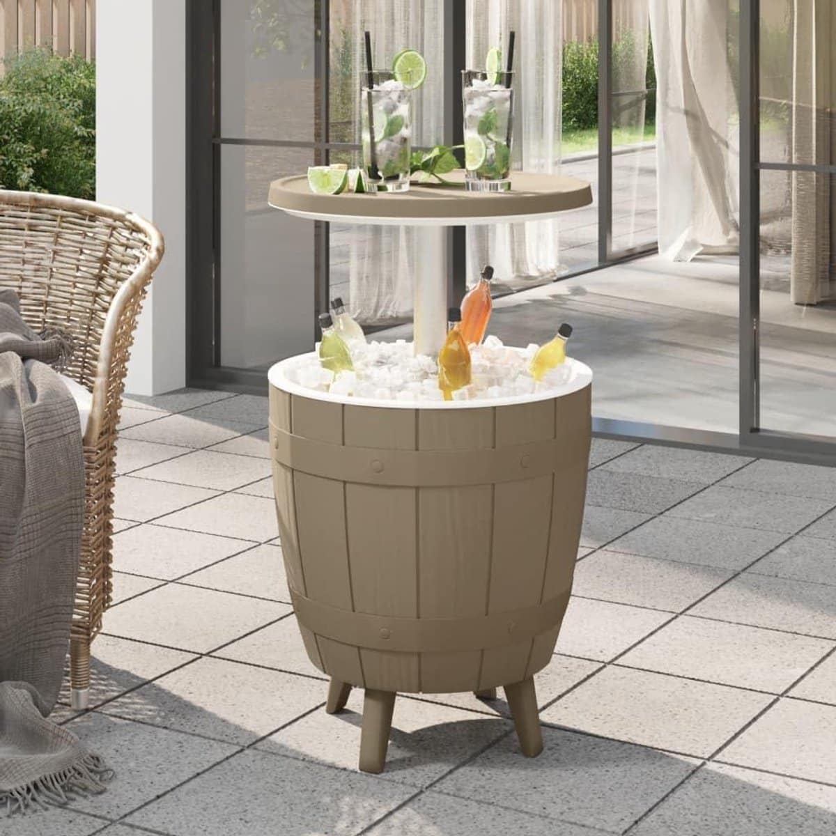 buitentafel met koeler bijzettafel drankkoeler feestjes en tuin