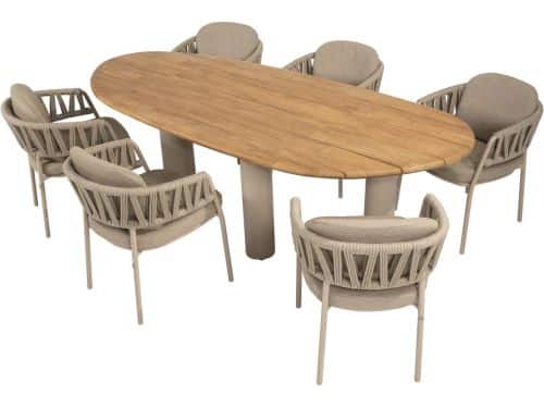 Calma Estate dining tuinset 240x105xH75 cm 7 delig latte teak