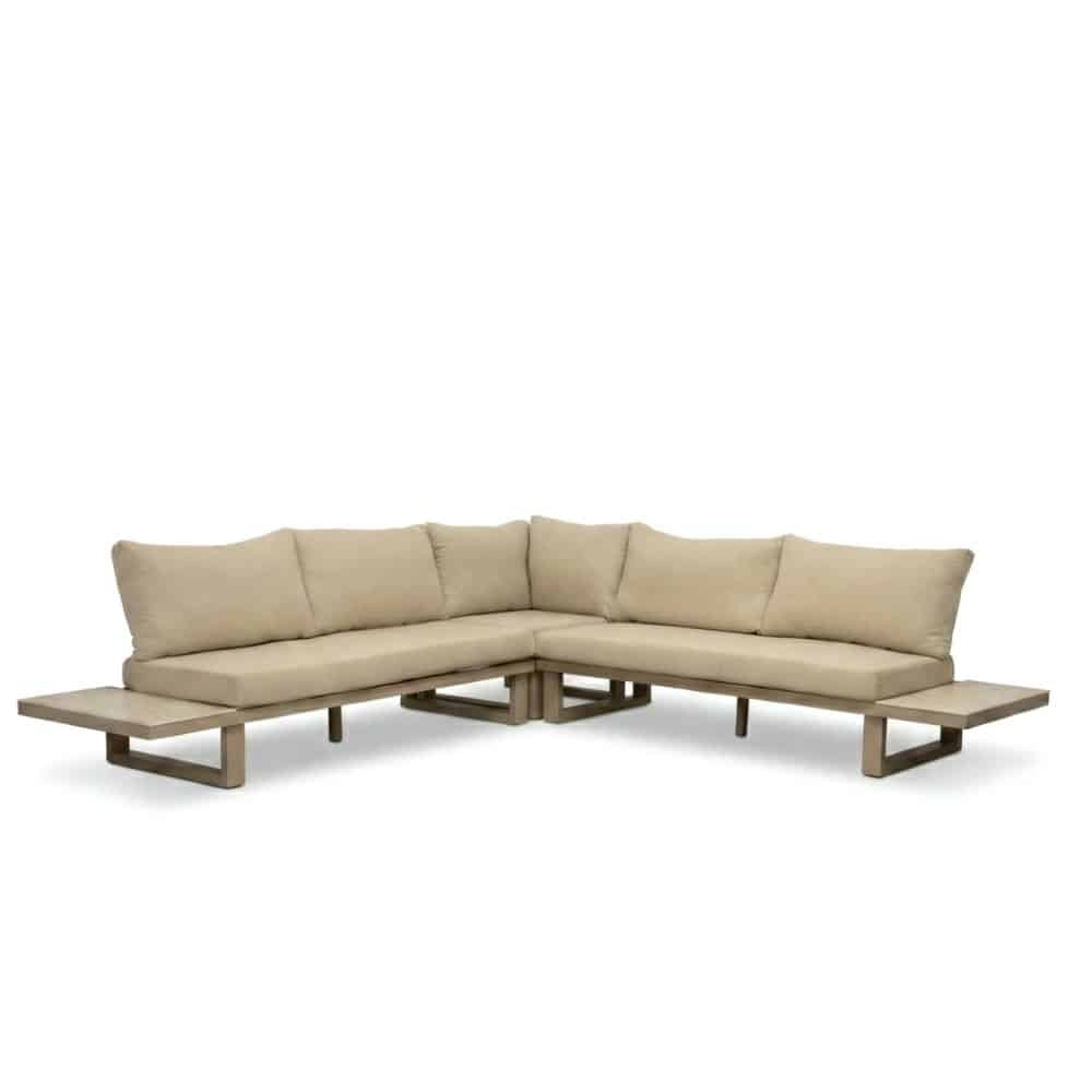 canyon hoek loungeset 5 personen | aluminium + sintered stone | marble latte | 3 delig 288x288cm