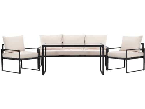 Catania lounge set 1 eettafel, 1 bank, 2 stoelen zwart.