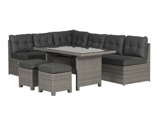 Coral lounge/dining set 5-delig Organisch grijs/donker antraciet