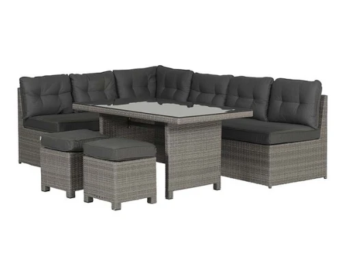 Coral lounge/dining set 5-delig Organisch grijs/donker antraciet