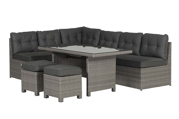 coral lounge/dining set 5 delig organisch grijs/donker antraciet