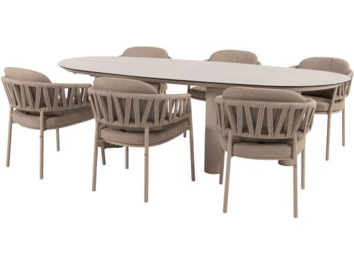 Denia Calma dining tuinset 240x105xH75 cm 7 delig keramiek latte
