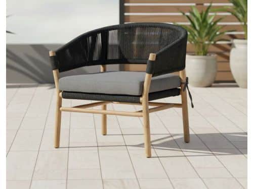 Denver coffee chair anthracite alu/rope anthracite/acacia teak look...