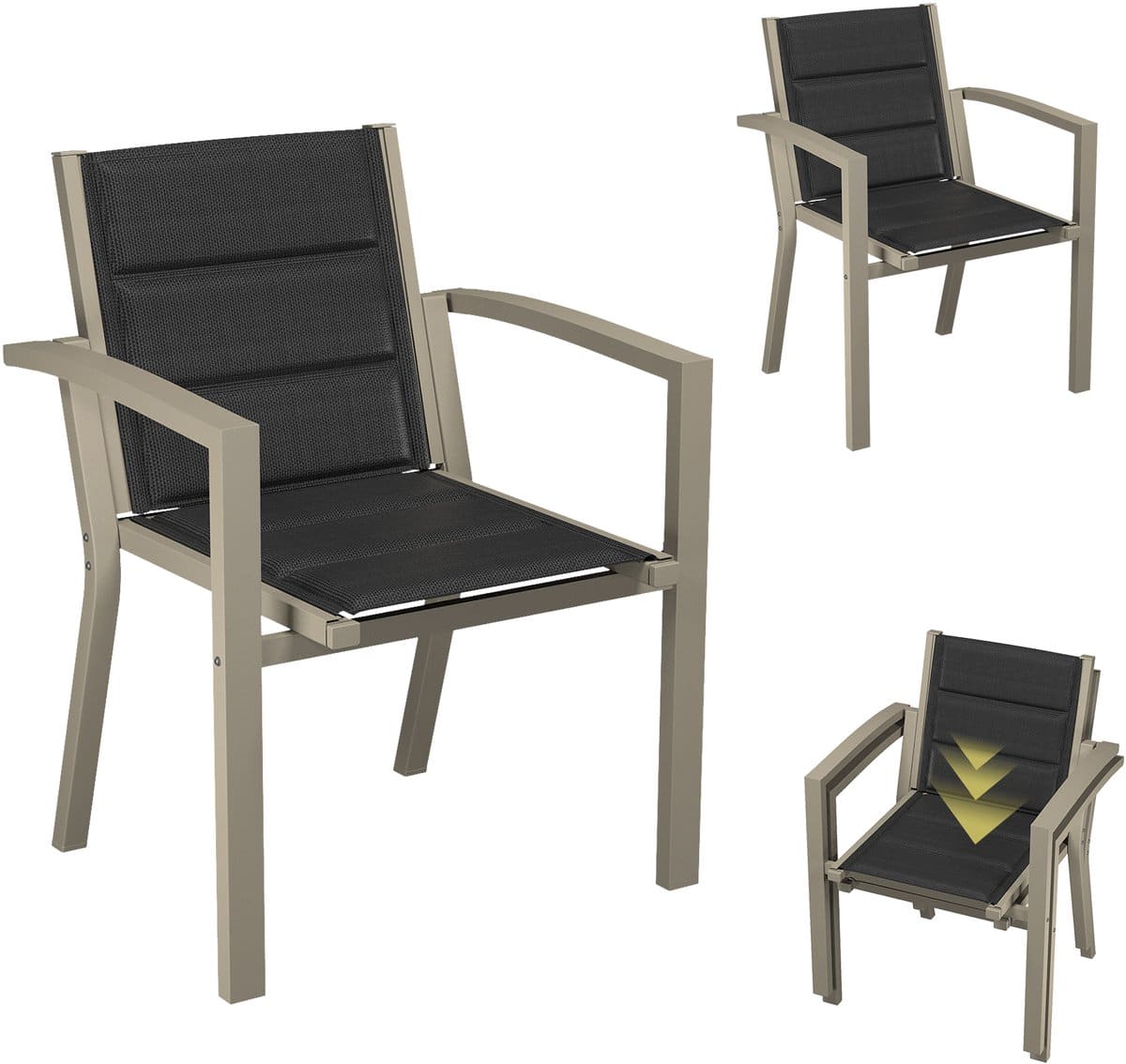 devoko aluminium tuinstoelen 2x fauteuils tuinstoel teslinstof +