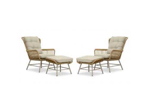 Dex lounge balkonset 2 personen | touw + aluminium | Bamboo Beige | 4-delig