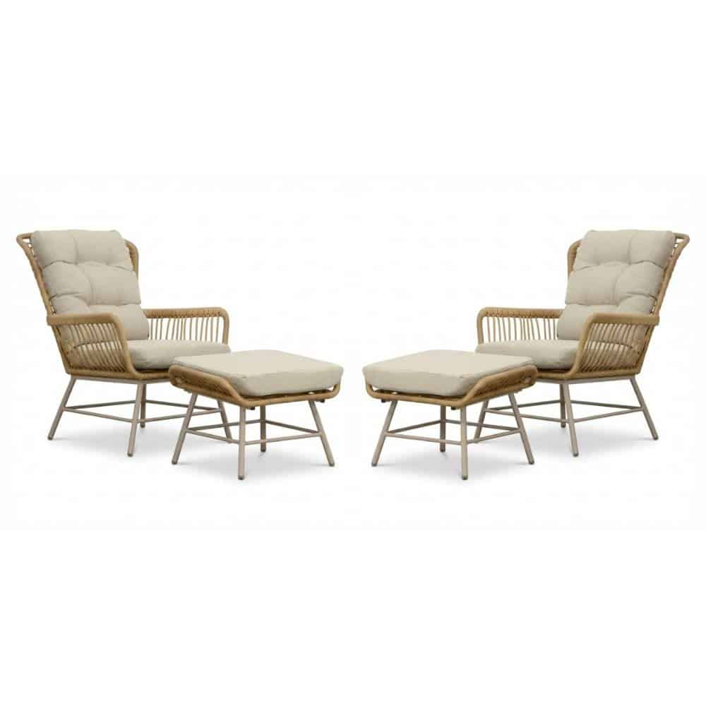 dex lounge balkonset 2 personen | touw + aluminium | bamboo beige | 4 delig