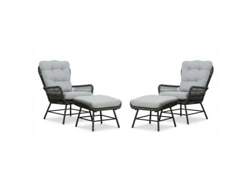 Dex lounge balkonset 4-delig | touw + aluminium | Stone Grey