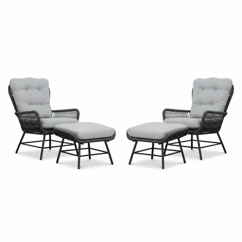 dex lounge balkonset 4 delig | touw + aluminium | stone grey