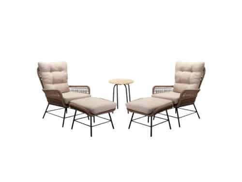 Dex/Pablo lounge balkonset 2 personen | touw + aluminium | Sahara Dust | 5-delig