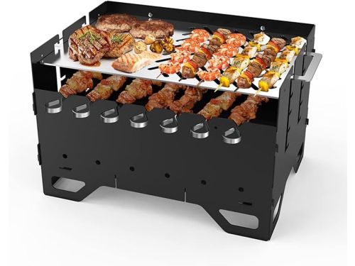 Draagbare Houtskool BBQ - Compacte Barbecue met Grillplaat, Uitneembare Roosters