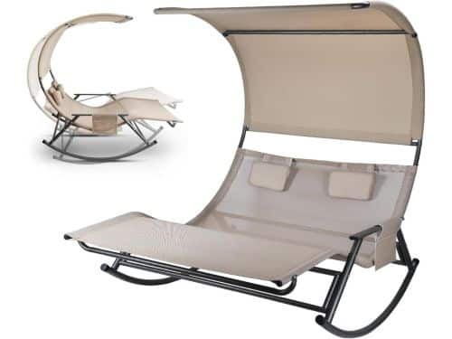 Dubbel ligbed - Schommelstoel duo - Buiten relaxen - Met