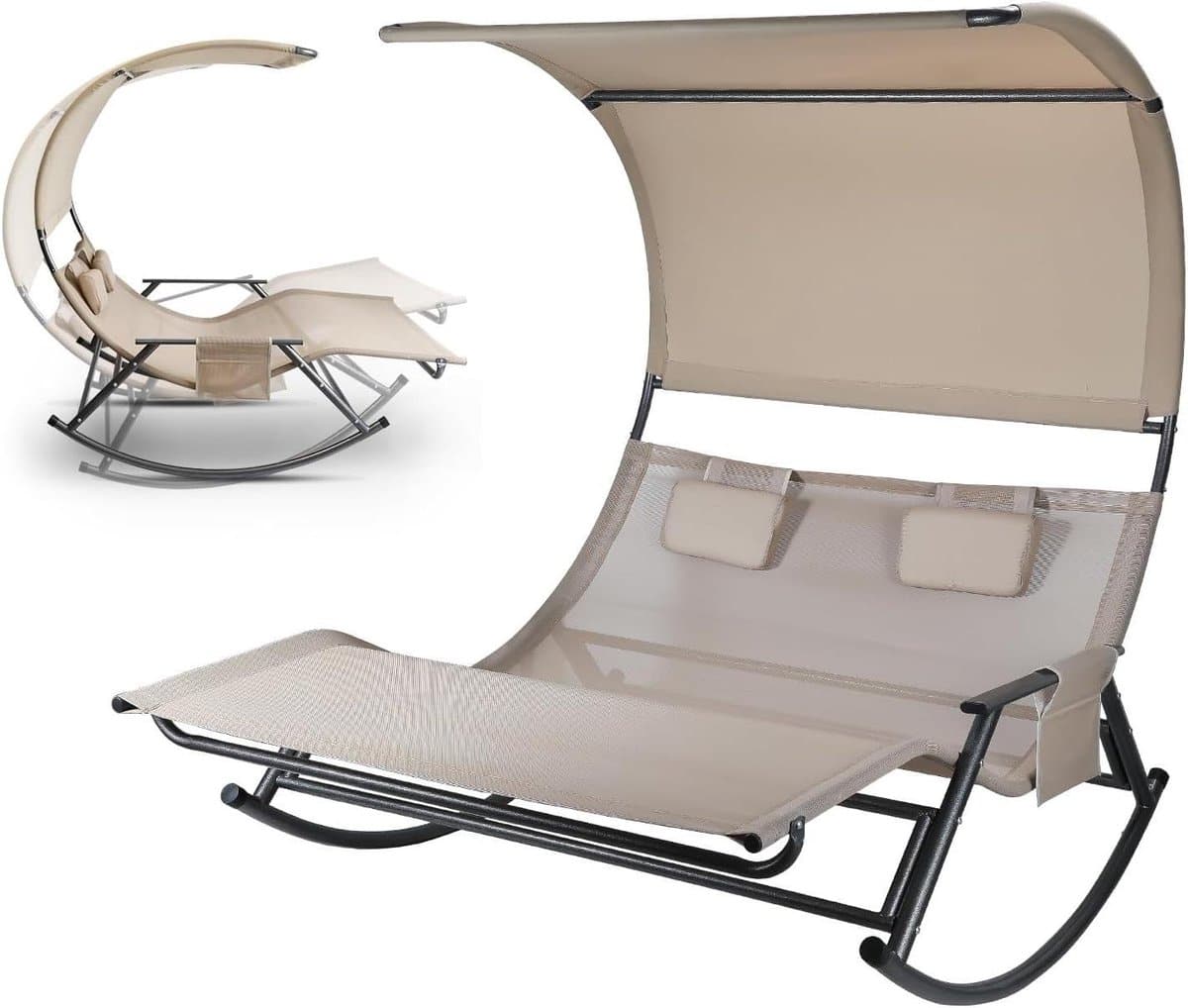 dubbel ligbed schommelstoel duo buiten relaxen met