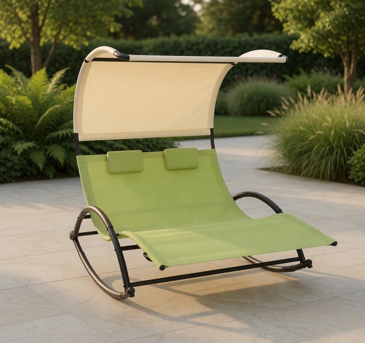 dubbel zonnebed met zonnedak luxe 2 persoons ligbed schommel ligstoel