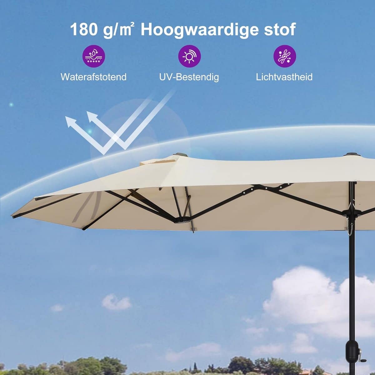dubbele balkonparasol 400×200 cm rechthoekig uv 50+ zonwering