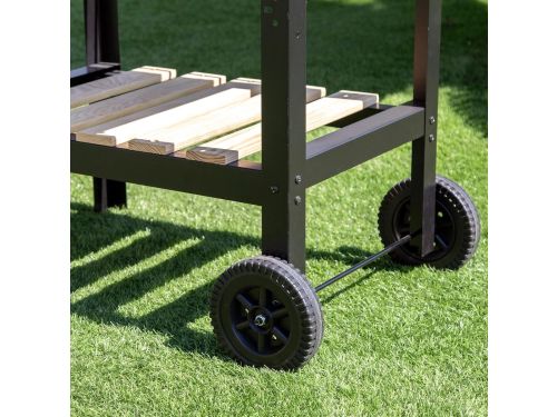 FlexGrill DuoHeat Draagbare Houtskool BBQ Grillwagen met Dubbel Rooster