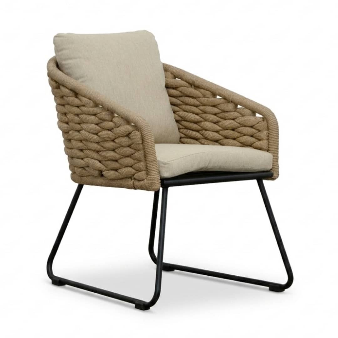 flora dining tuinstoel | touw + aluminium | sahara dust