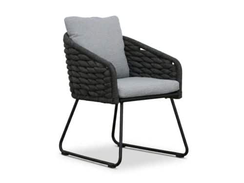 Flora dining tuinstoel | touw + aluminium | Stone Grey