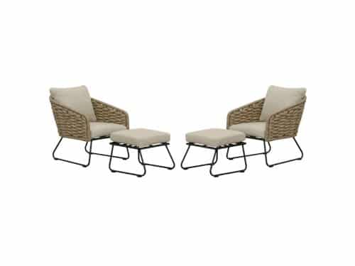 Flora lounge balkonset 2 personen | touw + aluminium | Sahara Dust | 4-delig
