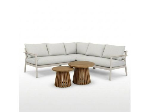 Florence/Palau hoek loungeset 5 personen | aluminium + touw | beige | 5-delig - 216x216cm