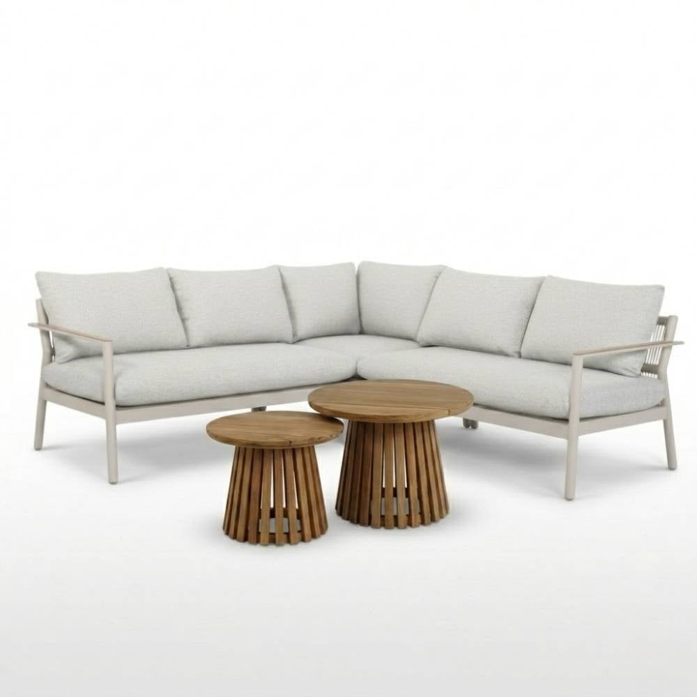 florence/palau hoek loungeset 5 personen | aluminium + touw | beige | 5 delig 216x216cm